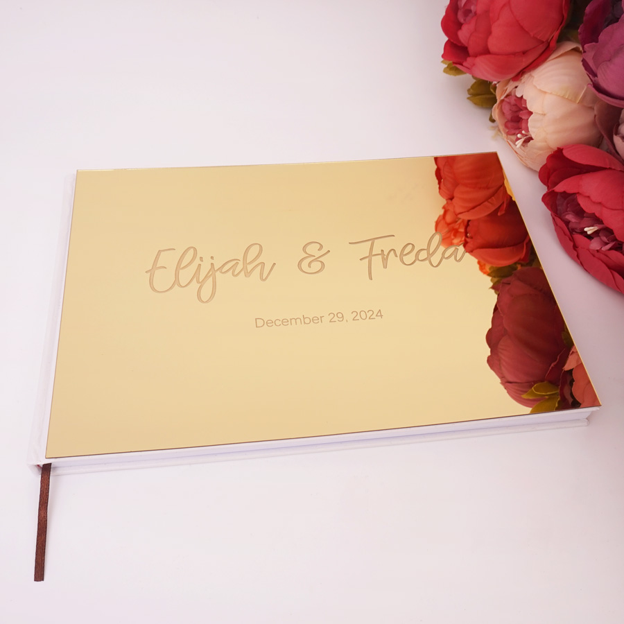 Personalized Guest Book - 25*18 CM kişiselleştirilmiş ziyaretçi defteri altın