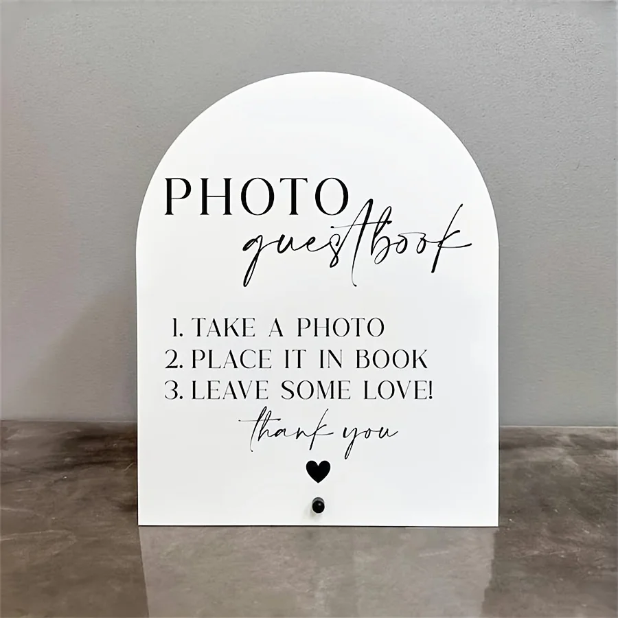 Personalized Guest Book - Standlı Zarif Akrilik Düğün Fotoğrafı Ziyaretçi
