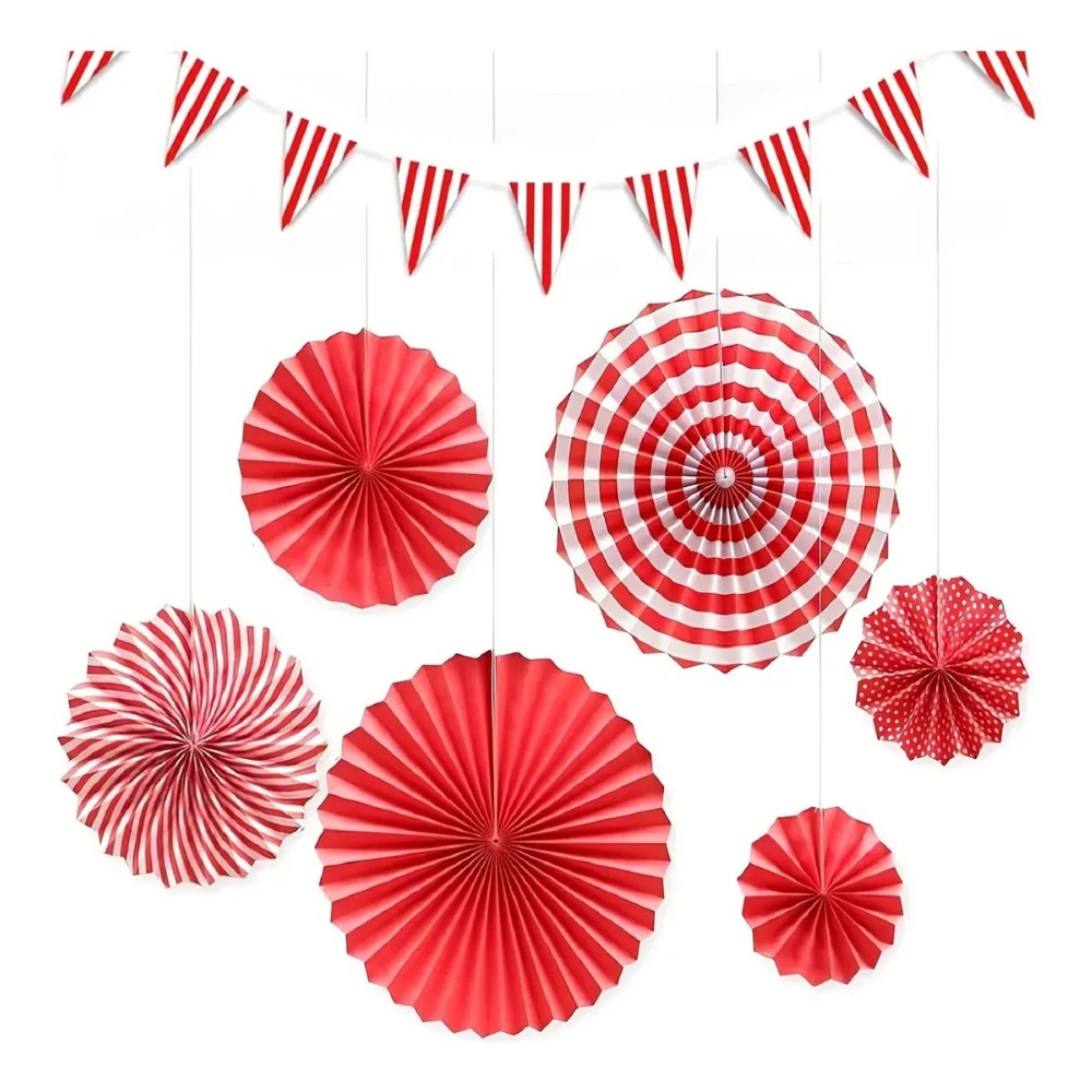 Wedding Supply Canada - 18 adet kırmızı beyaz çizgili flama
