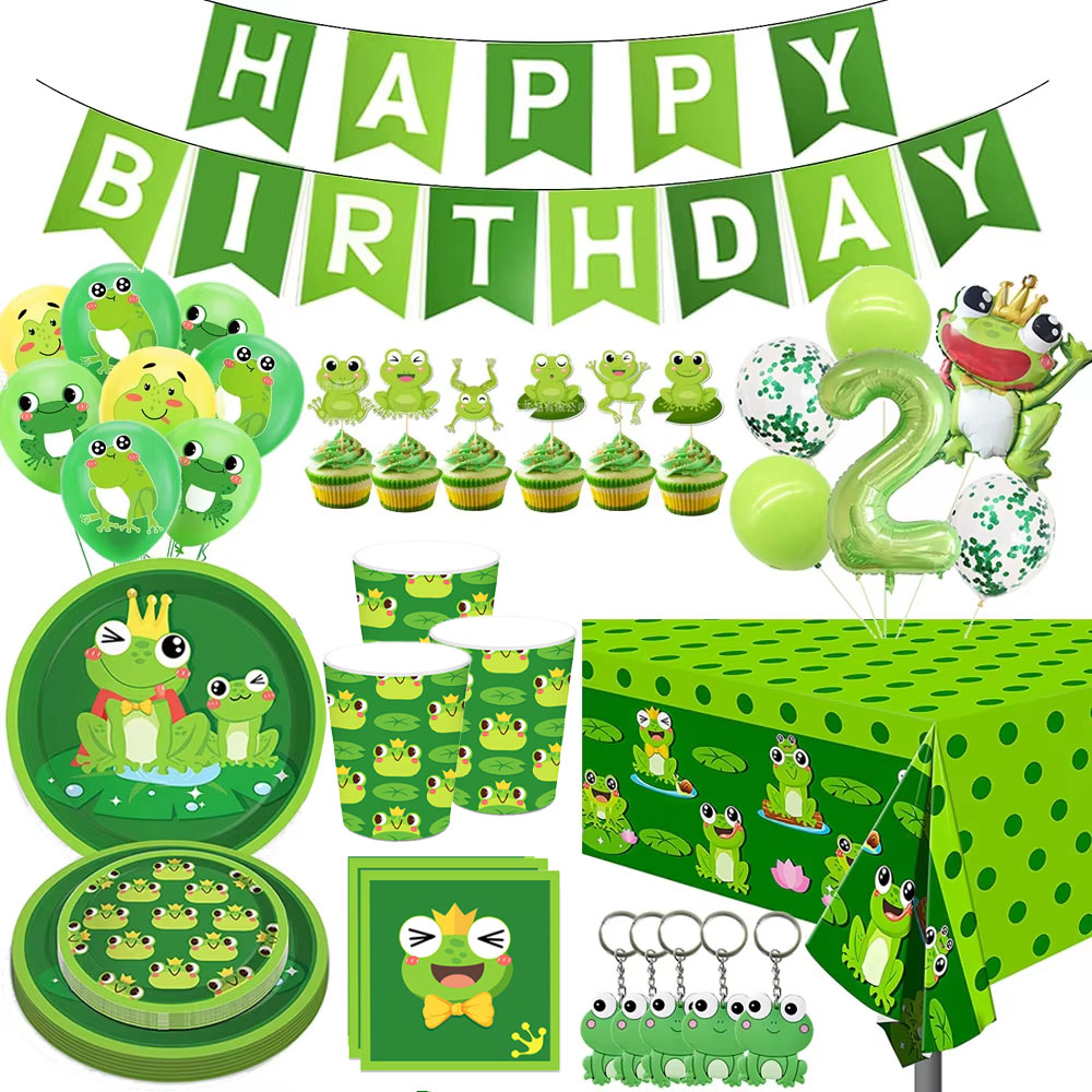 Confetti Balloon Set - Kurbağa Doğum Günü Partisi Süslemeleri Mutlu