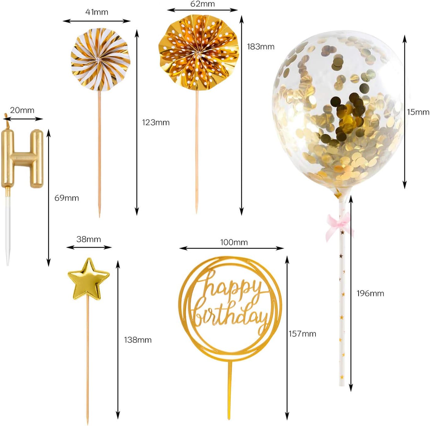 Altın Doğum Günü Mumları Seti, - Confetti Balloon Set incelemesi ve fiyatı